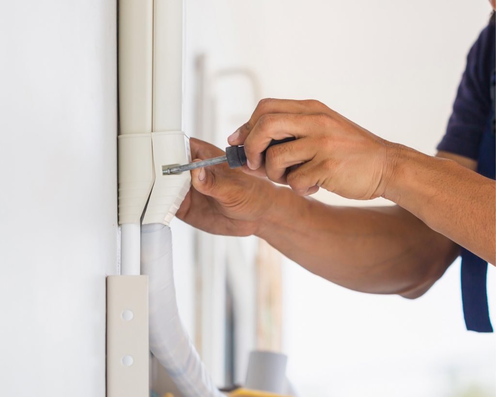 Home air conditioning installation in summer