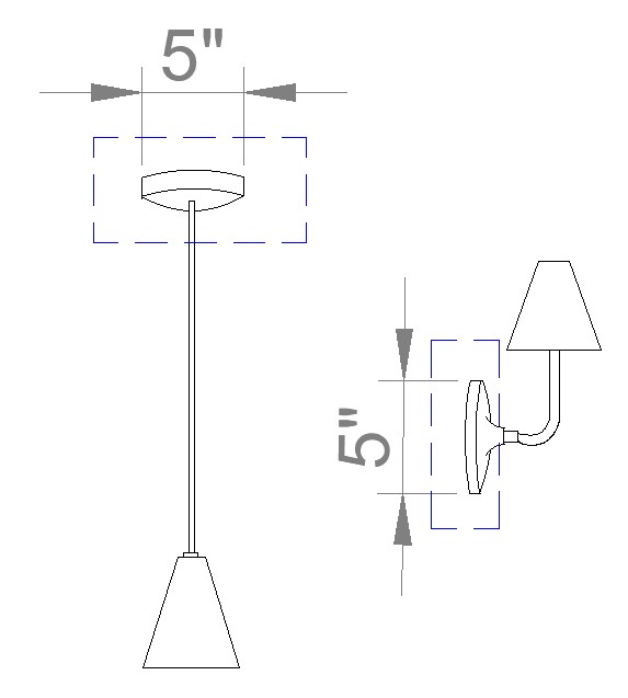 Canopy size specification for light fixtures