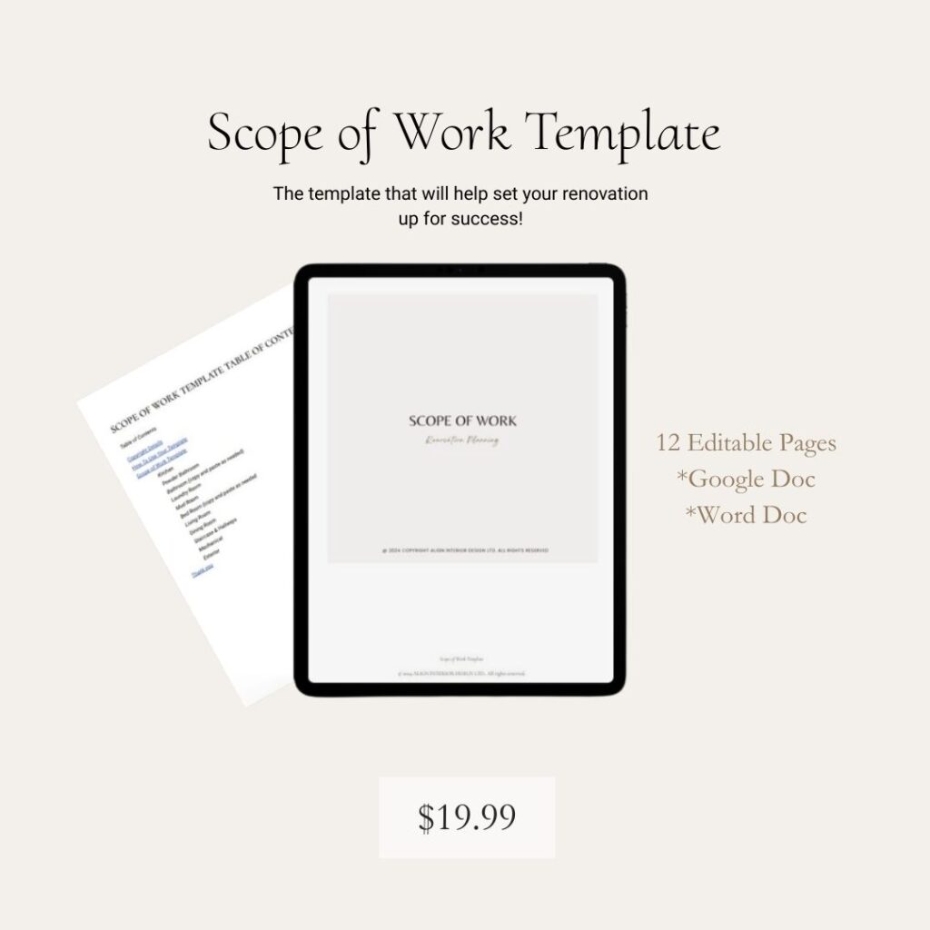 Scope of work template download by Align Interior Design